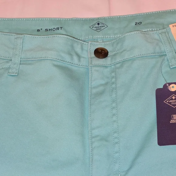 St Johns Bay Mid-Rise Tummy Control Shorts SIZE 20 COLOR Cascade GREEN, NWT - Picture 4 of 13